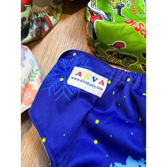 Lot Of 8 Cloth Diapers & 6 White Inserts Alva Baby Mama Koala Bumkins Dr. Seuss - Picture 4 of 6